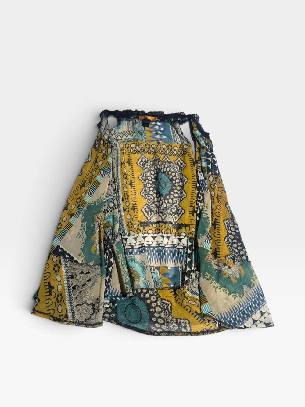 Urban Mango Boho Lace Trim Patchwork Geometric Tank Top Size L
